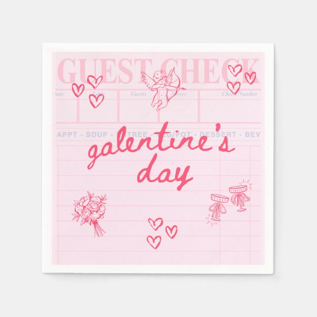 Galentine's Day Valentin Flickig Inbjudan Pappersservett (Framsidan)