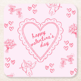 Galentine's Day Valentin Flickig Inbjudan Underlägg Papper Kvadrat