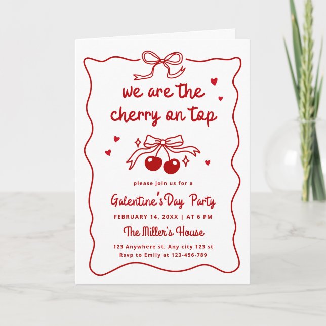 Galentines Day, Valentines Party Flickor Natt Part Inbjudan (Framsida)