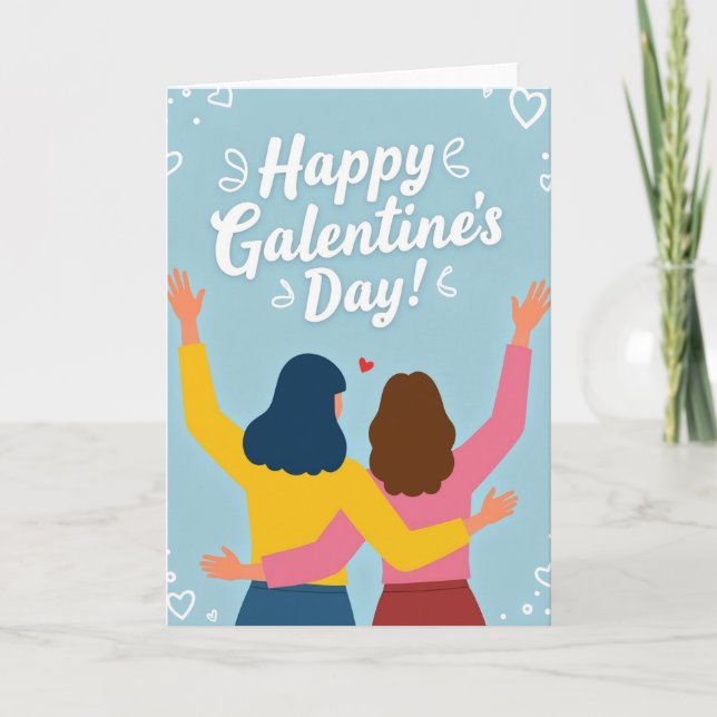 Galentines Day Vänskap Hjärtan Kort (Framsida)