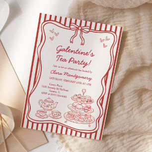 Galentines Eftermiddags Te Party Handritad Inbjudningar