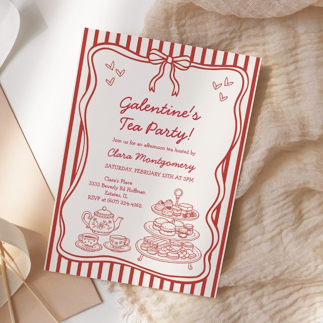 Galentines Eftermiddags Te Party Handritad Inbjudningar (Skapare uppladdad)