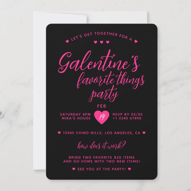 Galentine's Favorite Things Valentine's Party Inbjudningar (Framsida)