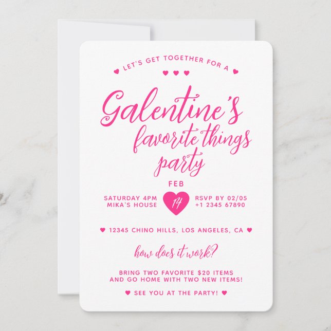 Galentine's favoritgrejer fest inbjudningar (Framsida)