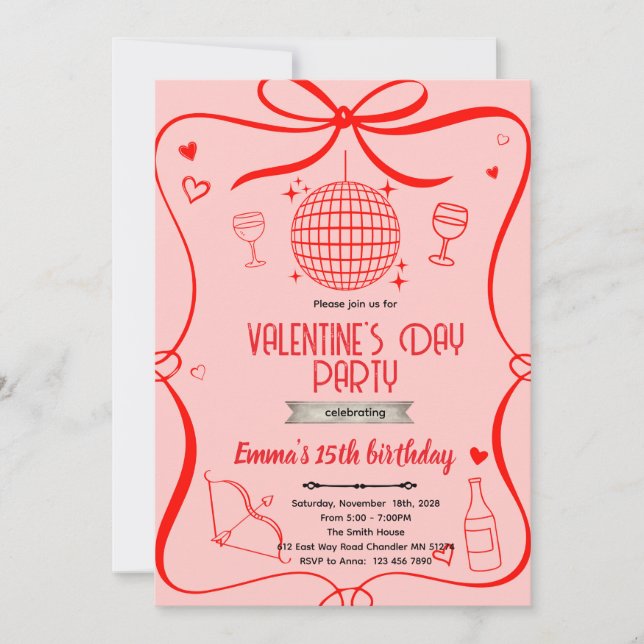 Galentines fest inbjudan  (Framsida)