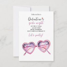 Galentines Festinladning | Hjärtformade Solglasögo OSA Kort