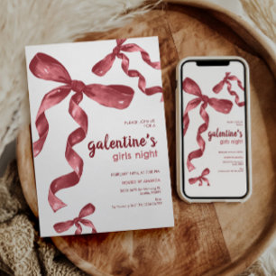 Galentines Girls Night Party Bow Inbjudningar