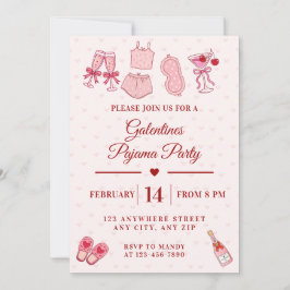 Galentines Pajama Party Girls Valentines Inbjudningar