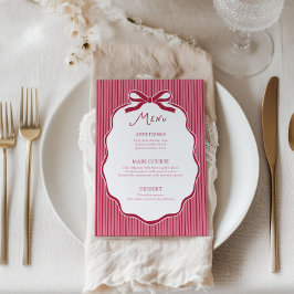 Galentine's Party Cherry Bow Frame Menu Card Inbjudningar