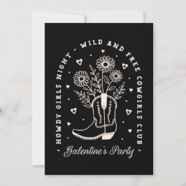 Galentines party Flickor western svart nattducka Inbjudningar