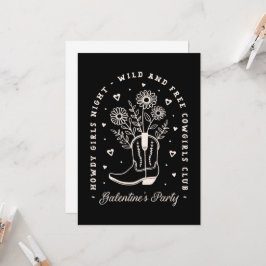 Galentines party Flickor western svart nattducka Inbjudningar
