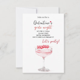 Galentines Party Invitation | Pink Cocktail OSA Kort