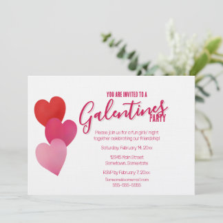 Galentines Party with 3 Hearts Inbjudningar