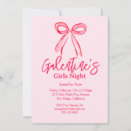 Galentine's Pink Red Hand Drawn Girls Night Party Inbjudningar