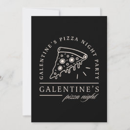 Galentines pizza night besties party black inbjudningar