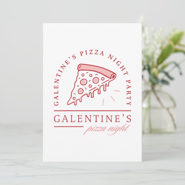 Galentines pizza party valentineser, estetiska  inbjudningar (Stående Fram)