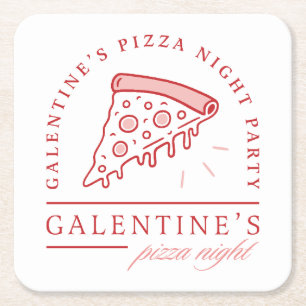 Galentines pizzanatt flickors valentinsfest underlägg papper kvadrat