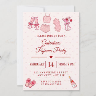 Galentines Pyjamasparty Tjejernas Alla Hjärtans Da Inbjudningar