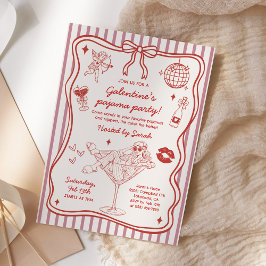Galentines Pyjamasparty Tjejers Valentines-firande Inbjudningar