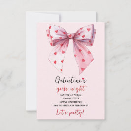 Galentines Rosa Båge Festlig Inbjudan