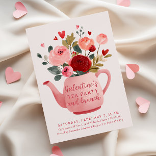 Galentine's Tekopparty & Brunch Alla hjärtans dag Inbjudningar