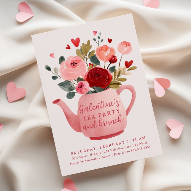 Galentine's Tekopparty & Brunch Alla hjärtans dag Inbjudningar (Skapare uppladdad)