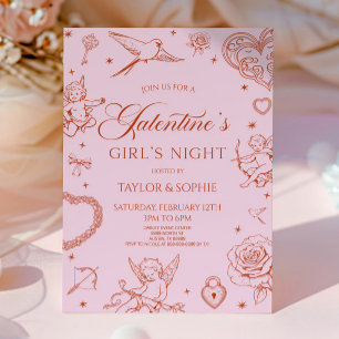 Galentine's Tjejkväll Alla hjärtans dag-fest Inbjudningar