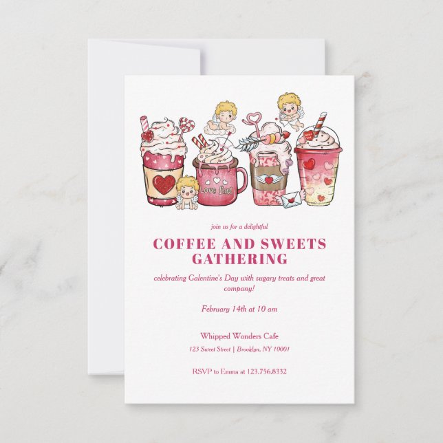 GALENTINES VALENTINES DAGS CUPID COFFEE MUGG SWEET INBJUDNINGAR (Framsida)