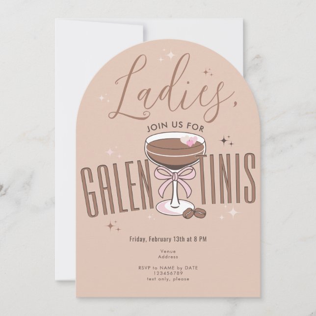 Galentini Martini Mocha Mousse Galentine DayParty Inbjudningar (Framsida)