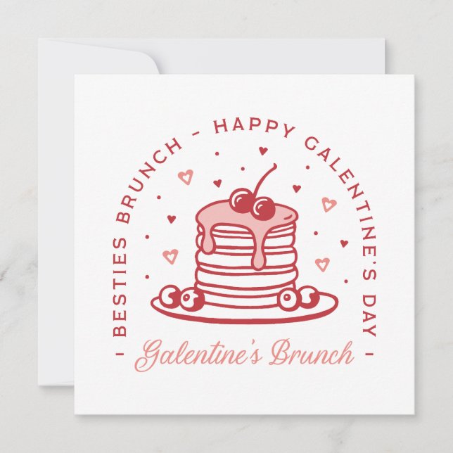 Galentins dag besties brunch coquette aestesies inbjudningar (Framsida)