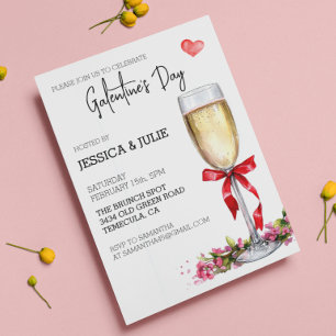 Galentins dag Brunch Champagne Inbjudningar
