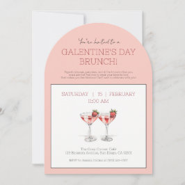 Galentins dag Brunch Cute Rosa Modern Party Inbjudningar
