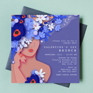 Galentins dag Brunch Modern Girly Blommigt Inbjudningar