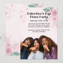 Galentins dag Foto Pizza Party Inbjudningar