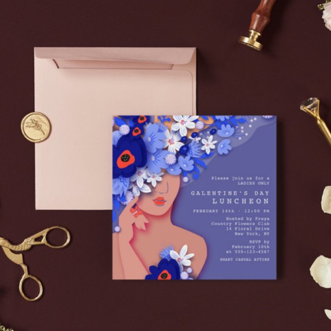 Galentins dag Luncheon Modern Girly Blommigt Inbjudningar (Skapare uppladdad)