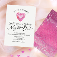 Galentins dag natt ute rosa hjärta ädelsten gnista