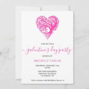 Galentins dag Party Rosa Heart Inbjudningar
