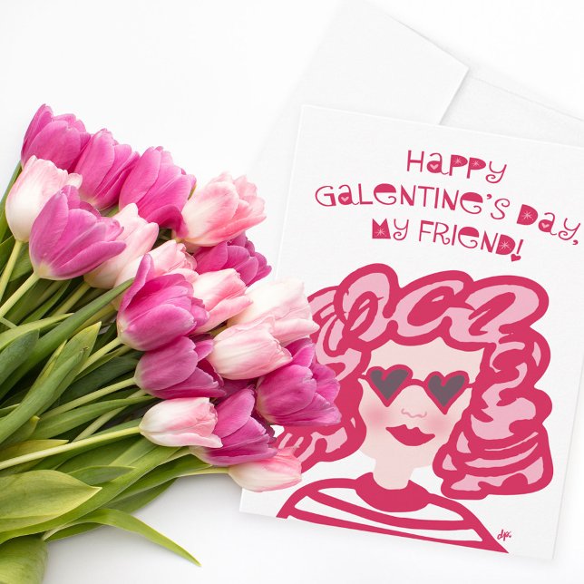 Galentins dagar, Cute Heart Glass Dam Helgkort (Skapare uppladdad)