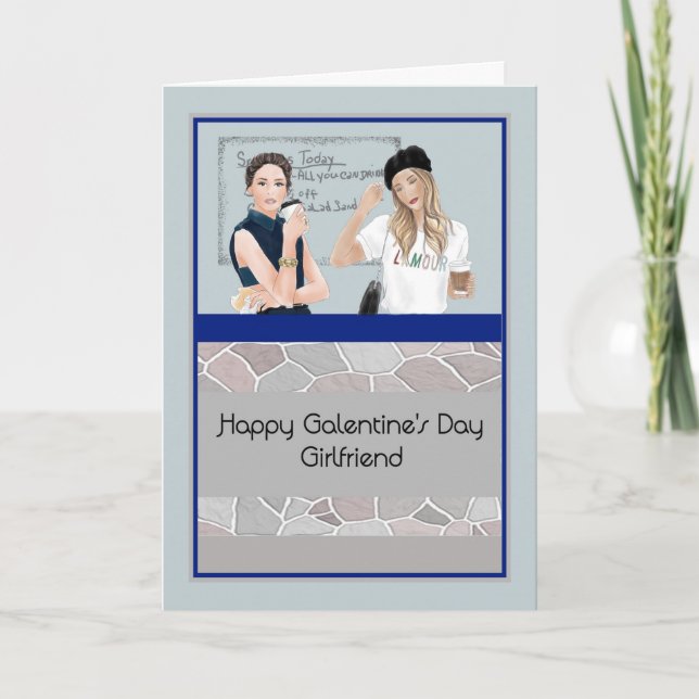 Galentins dagskort för Speciella flickvän Kort (Framsida)