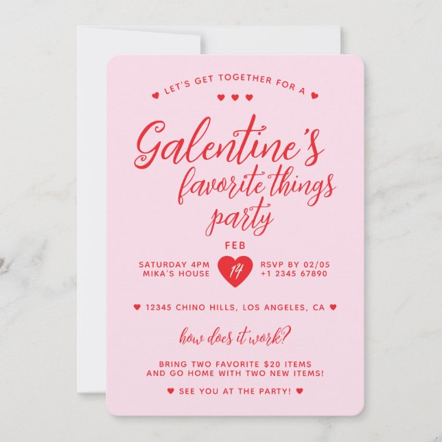 Galentins favoriter Sak Party Alla hjärtans Inbjudningar (Framsida)