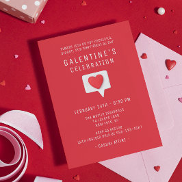 Galentins Firande Cute Modern Red Kärlek Heart Inbjudningar