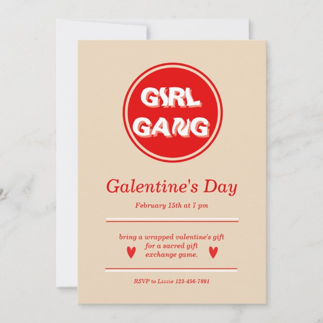 Galentins inbjudningsdesign på dagen inbjudningar (Framsida)