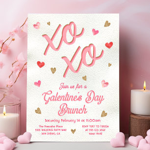 Galentins palentines dag Pancake Heart Brunch I Inbjudningar