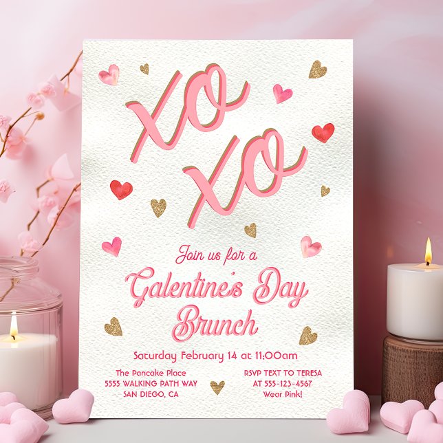 Galentins palentines dag Pancake Heart Brunch I Inbjudningar (Skapare uppladdad)