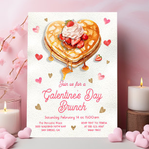 Galentins palentines dag Pancake Heart Brunch Inbjudningar
