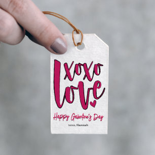 Galentins XOXO Kärlek Fet Rosa Presentetikett