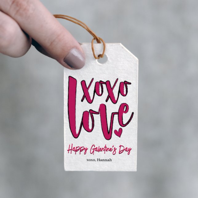 Galentins XOXO Kärlek Fet Rosa Presentetikett (Skapare uppladdad)