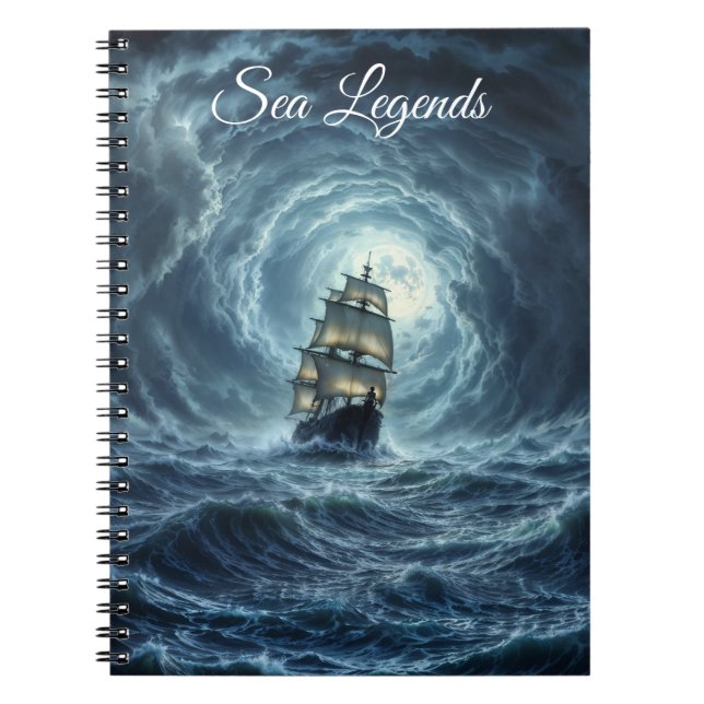 Galeon frakt Storm Moonlit Sea voyage Anteckningsbok (Framsidan)