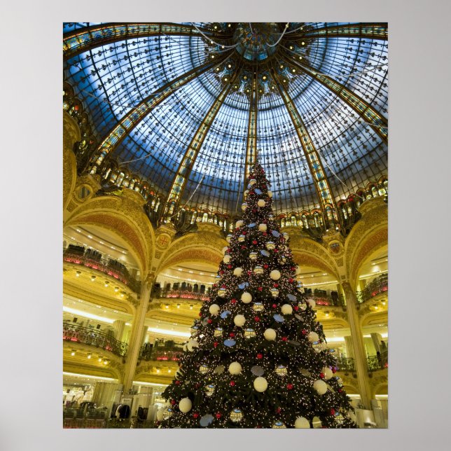 Galeries La Fayette julen, Paris, Frankrike Poster (Framsidan)