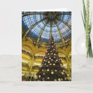 Galeries La Fayette på jul, Paris, frankrike Helgkort